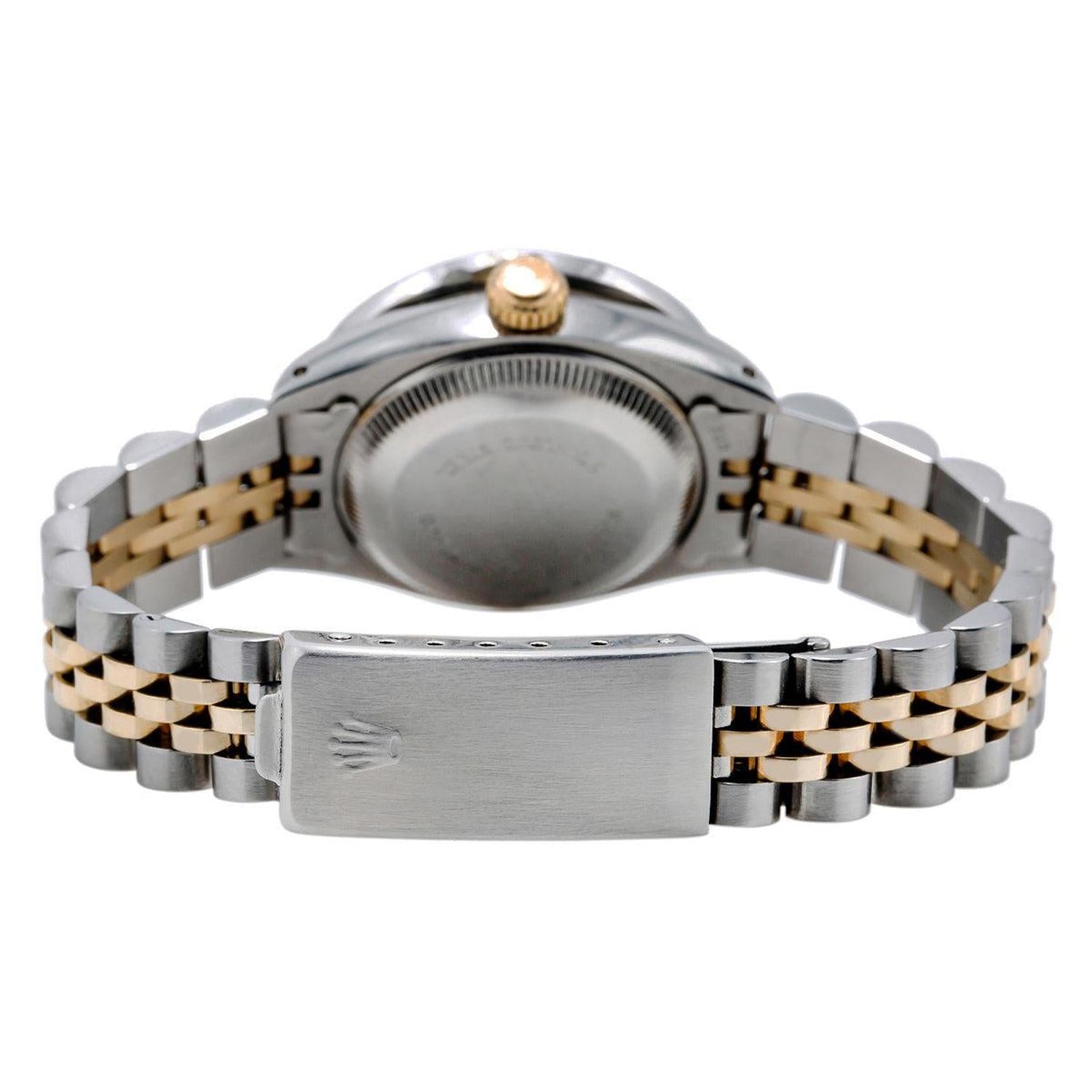 Rolex Datejust 26MM 69173 Green Diamond Dial Diamond Bezel Two Tone Yellow Gold Jubilee Bracelet 1.5ct