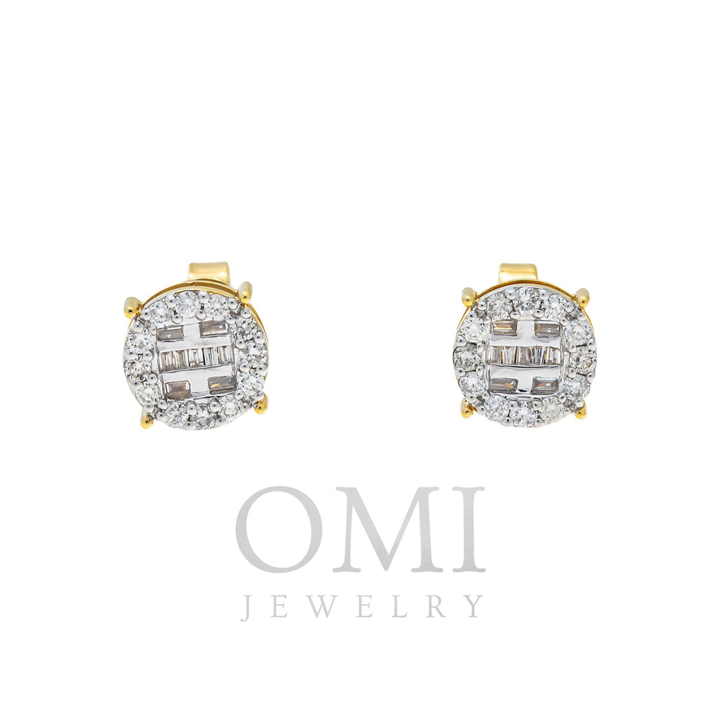 10K GOLD BAGUETTE AND ROUND DIAMOND EARRINGS 0.56 CTW