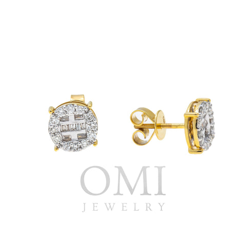 10K GOLD BAGUETTE AND ROUND DIAMOND EARRINGS 0.56 CTW