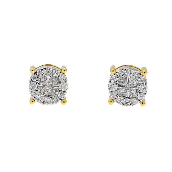 10K GOLD ROUND DIAMOND CLUSTER EARRINGS 1.22 CTW