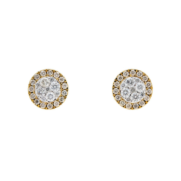 10K GOLD ROUND DIAMOND CLUSTER EARRINGS 0.93 CTW