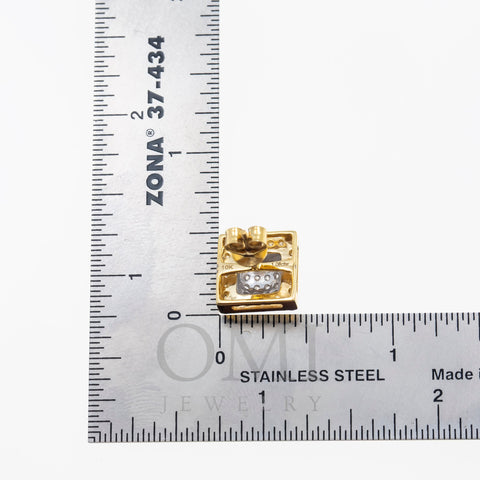 10K GOLD ROUND DIAMOND SQUARE EARRINGS 1.08 CTW