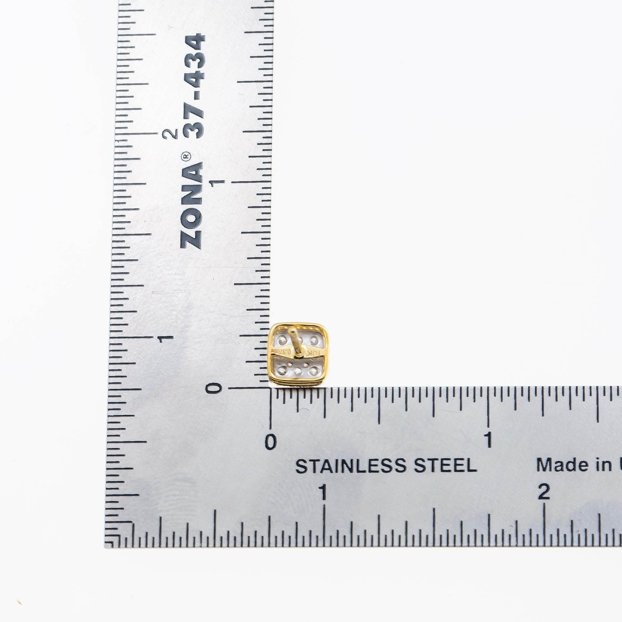 10K GOLD ROUND DIAMOND CLUSTER SQUARE EARRINGS 0.37 CTW