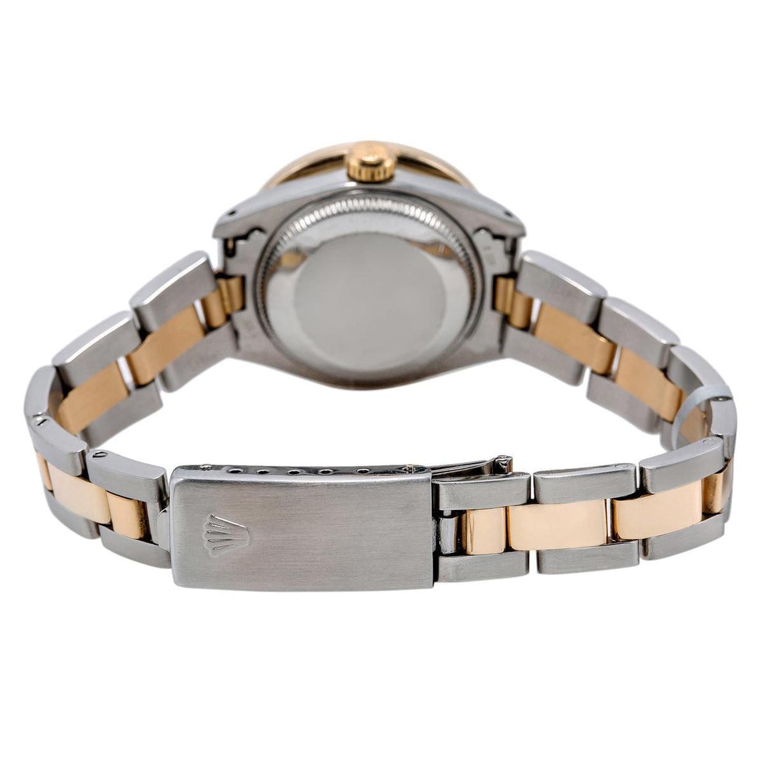 Rolex Datejust 26MM 69173 Pink Mother of Pearl Diamond Dial Diamond Bezel Two Tone Yellow Gold Oyster Bracelet 0.9ct