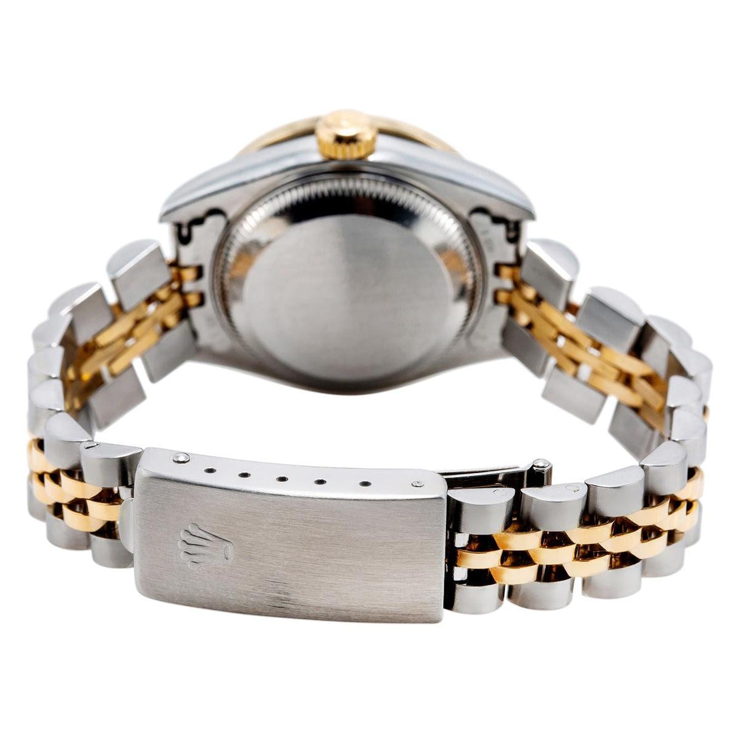 Rolex Datejust 26MM 6917 Black Diamond Dial Diamond Bezel Two Tone Yellow Gold Jubilee Bracelet 0.9ct