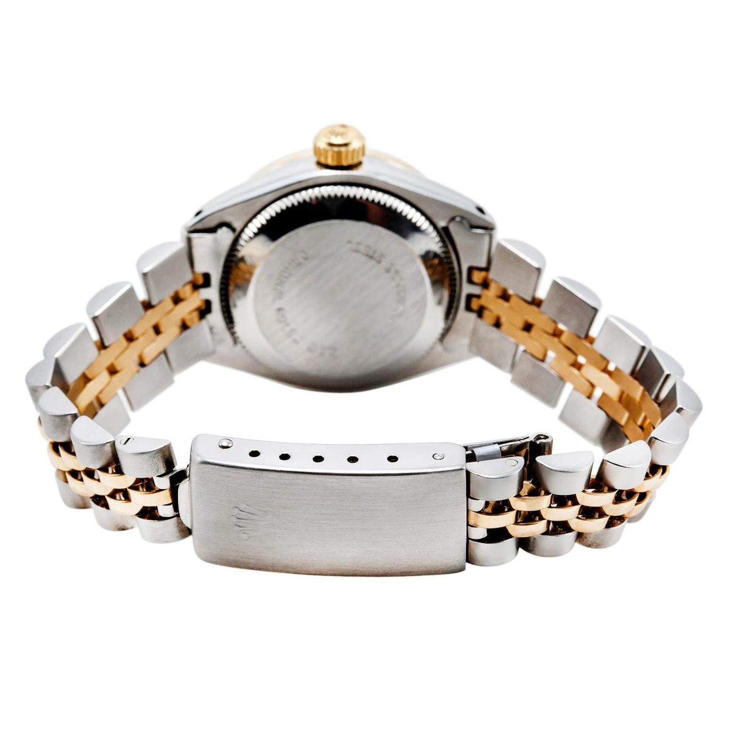 Rolex Oyster Perpetual 26MM 67193 Pink Diamond Dial Diamond Bezel Two Tone Yellow Gold Jubilee Bracelet 1ct