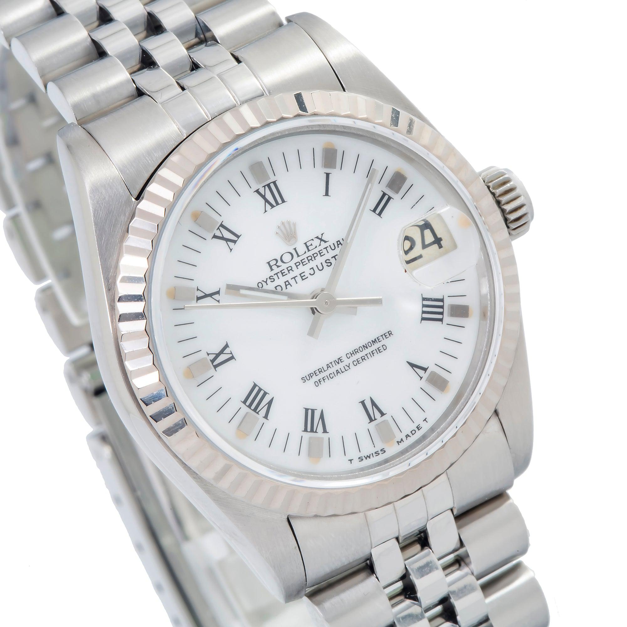 Rolex Datejust 31MM 78274 White Roman Dial Fluted Bezel Stainless Steel Jubilee Bracelet