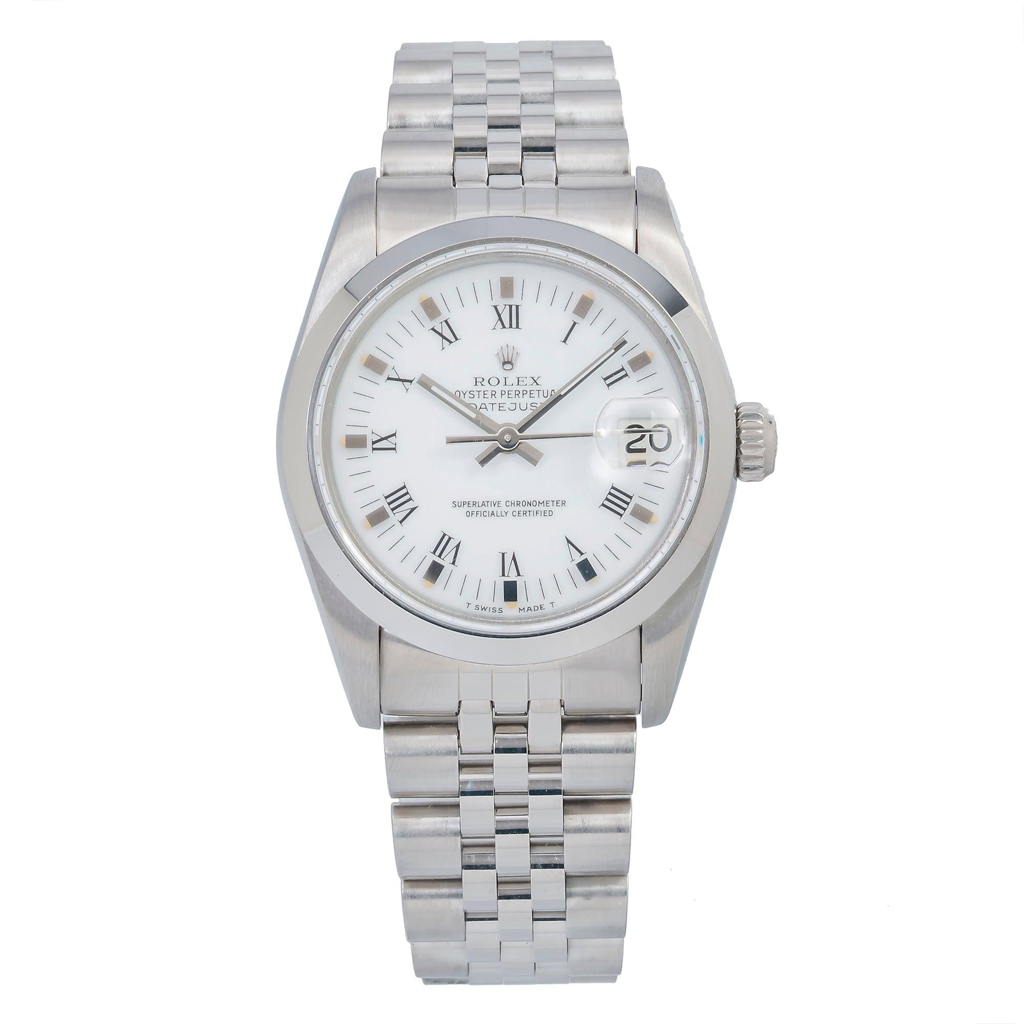 Rolex Datejust 31MM 78274 White Roman Dial Smooth Bezel Stainless Steel Jubilee Bracelet