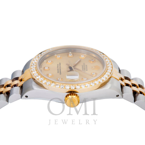 Rolex Lady-Datejust 68273 31MM Champagne Diamond Dial With 1.05 CT Diamonds