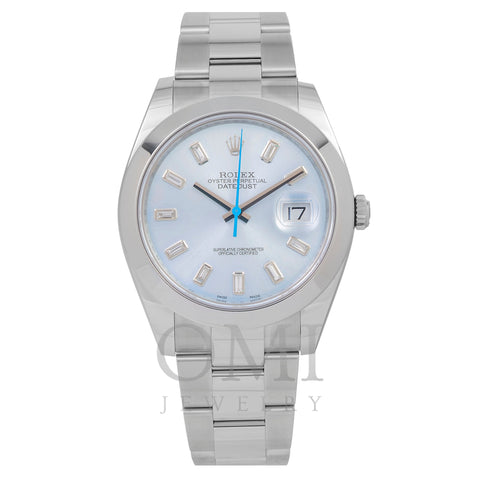 Rolex Datejust 126300 41MM Ice Blue Baguette Diamond Dial With Stainless Steel Oyster Bracelet