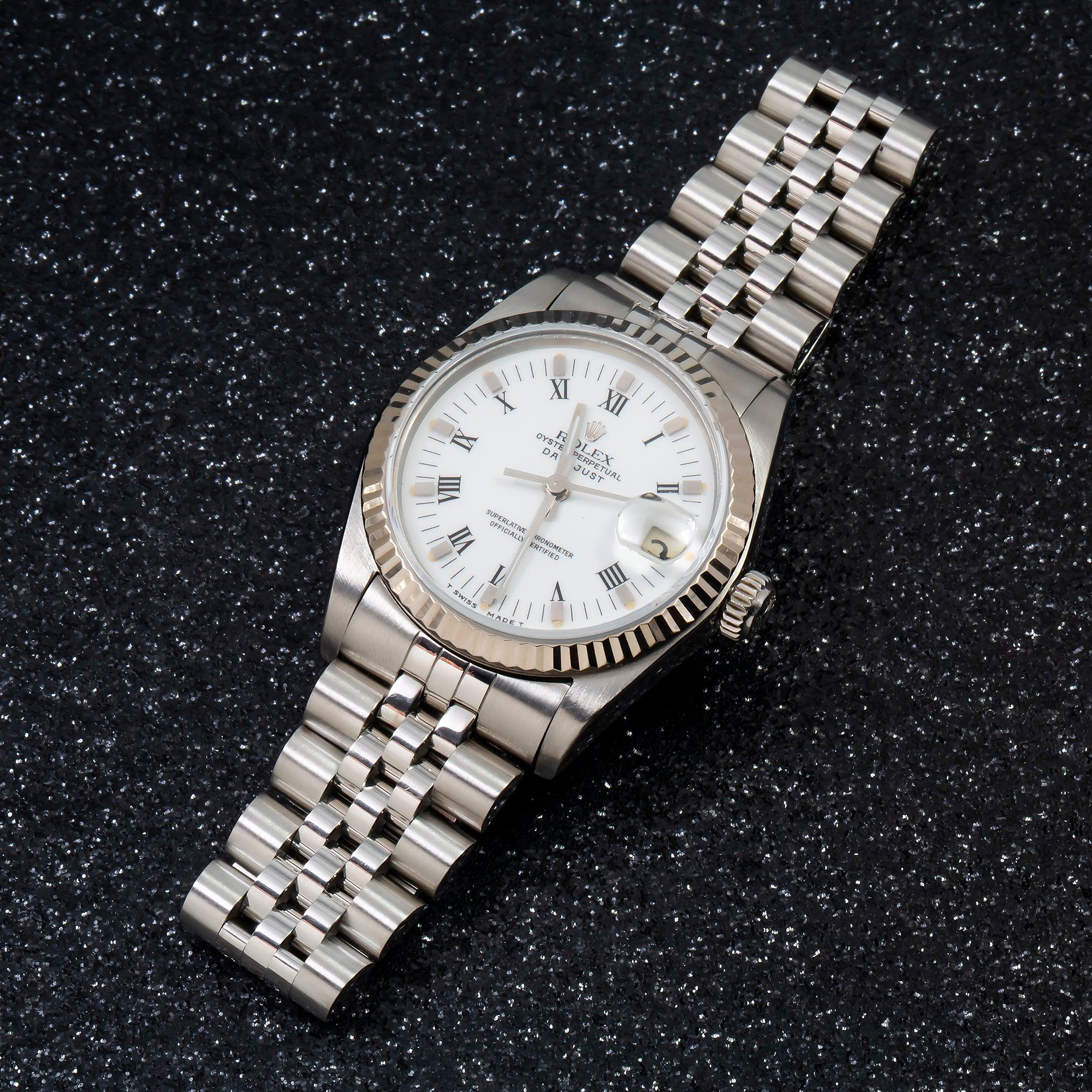 Rolex Datejust 31MM 78274 White Roman Dial Fluted Bezel Stainless Steel Jubilee Bracelet