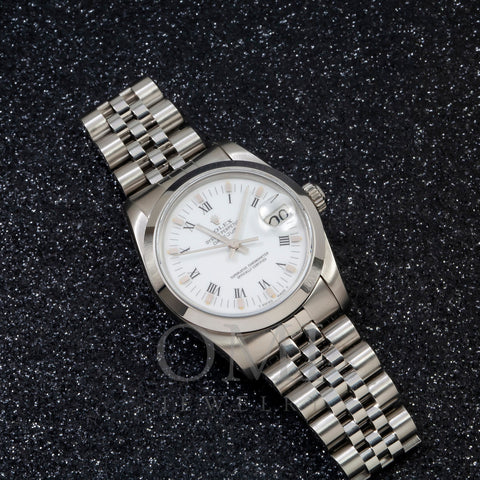 Rolex Datejust 68274 31MM White Roman Dial With White Gold Smooth Bezel