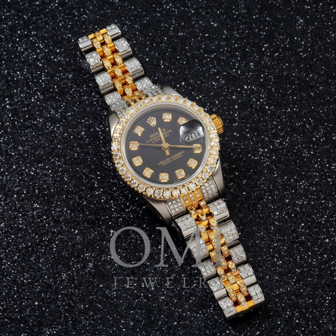 Rolex Datejust 69173 26MM Black Diamond Dial And Bezel With Two Tone Jubilee Bracelet