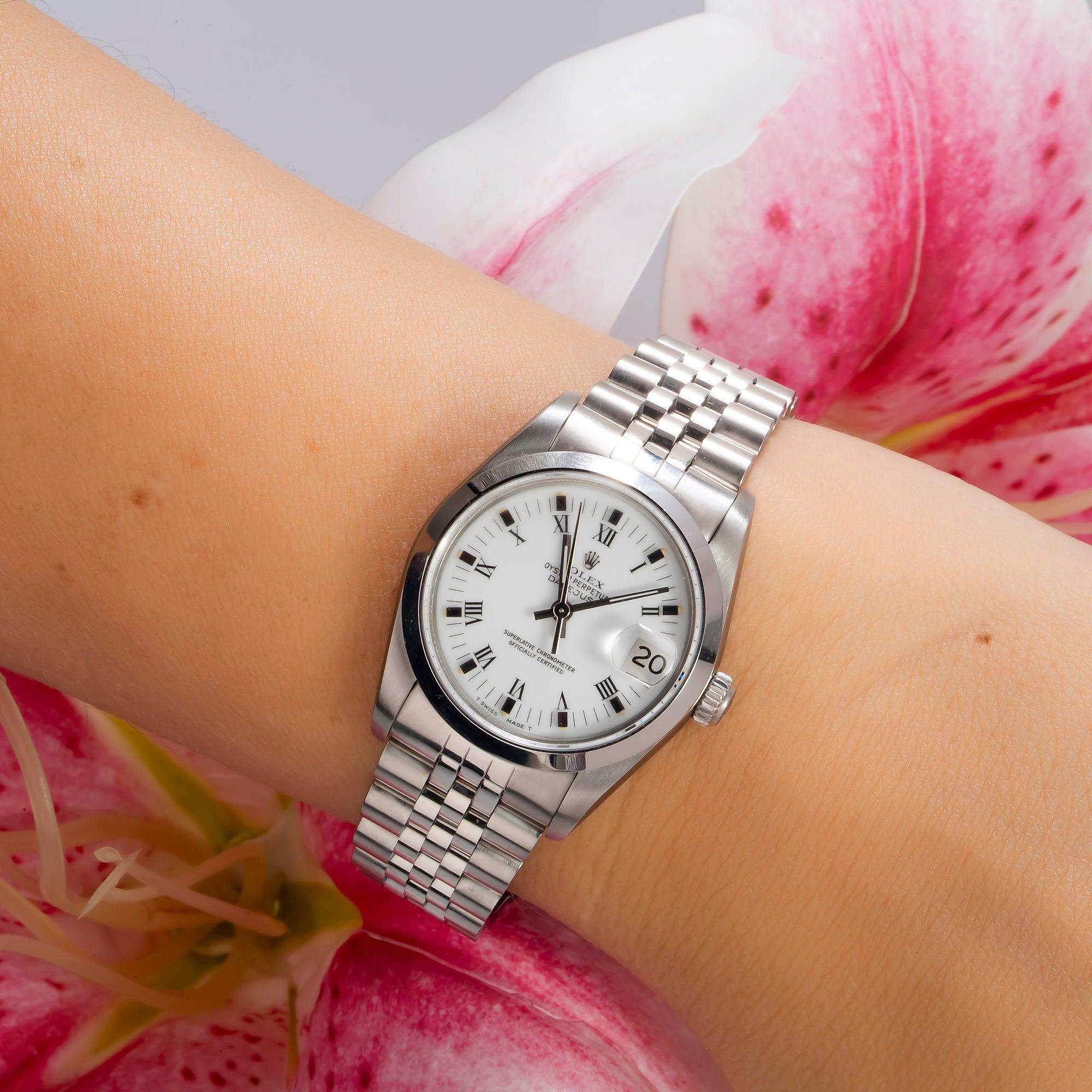 Rolex Datejust 31MM 78274 White Roman Dial Smooth Bezel Stainless Steel Jubilee Bracelet