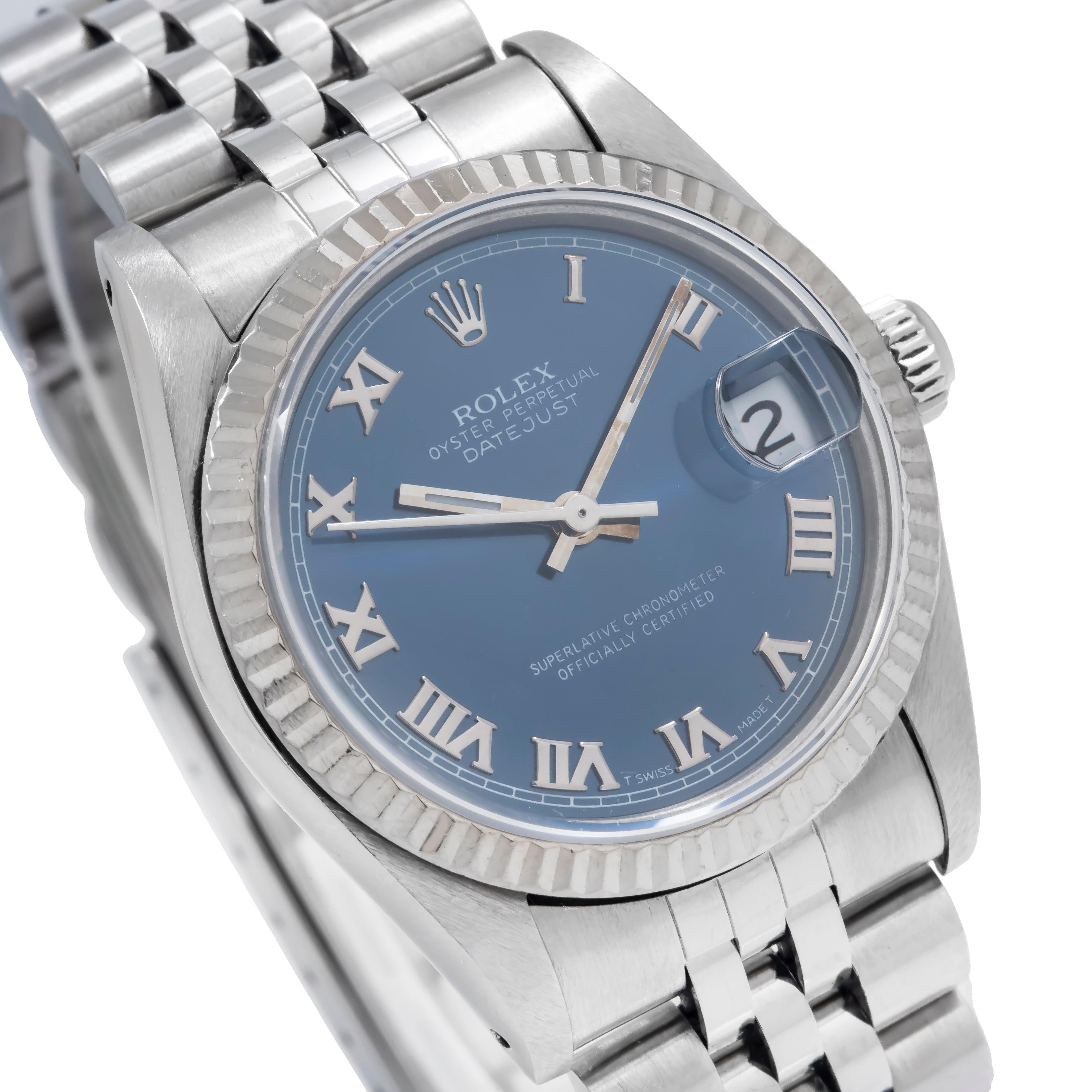 Rolex Datejust 31MM 78274 Blue Roman Dial Fluted Bezel Stainless Steel Jubilee Bracelet