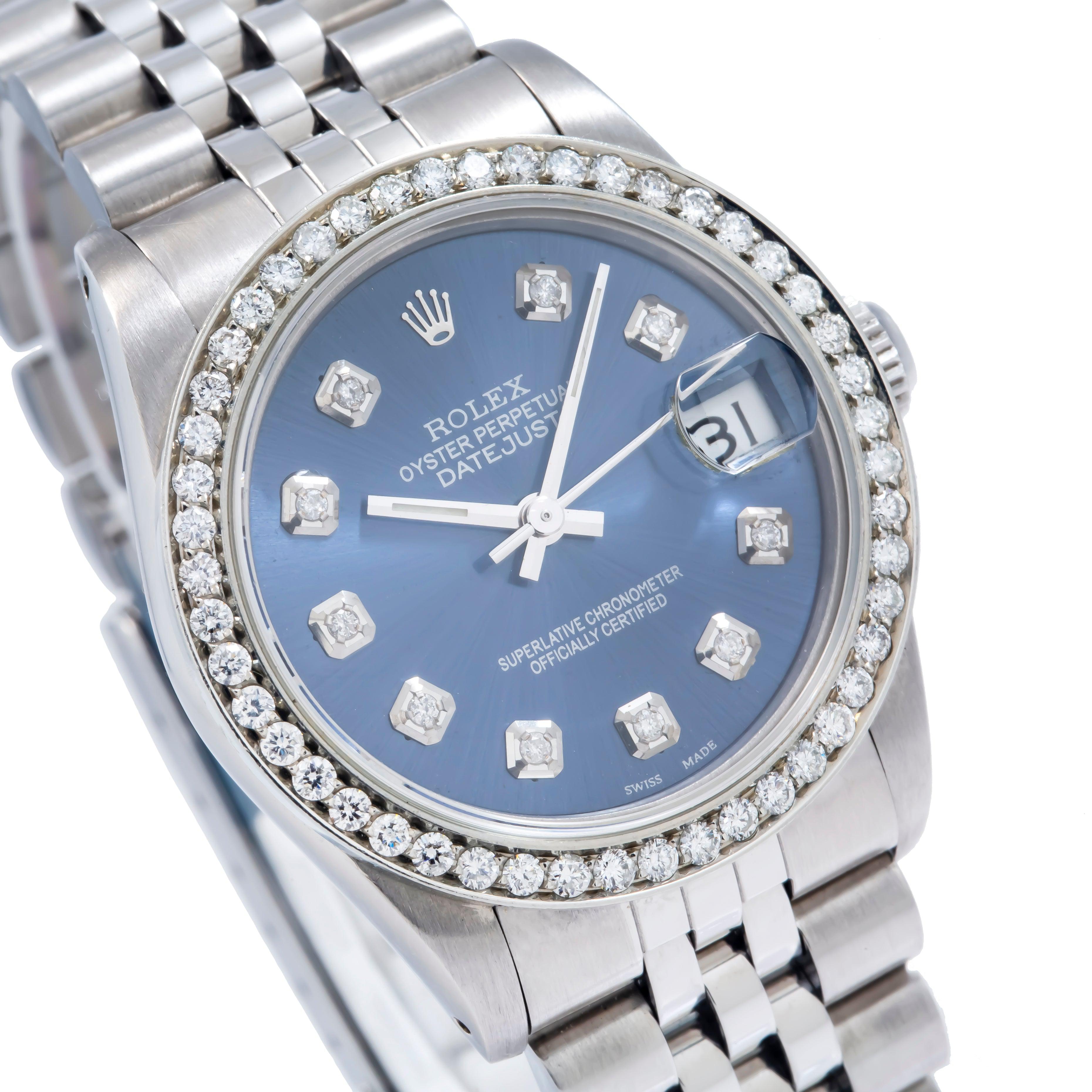 Rolex Datejust 31MM 68274 Blue Diamond Dial Diamond Bezel Stainless Steel Jubilee Bracelet