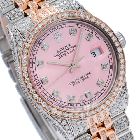 Rolex Datejust 16030 36MM Pink Diamond Dial With 8.25 CT Diamonds