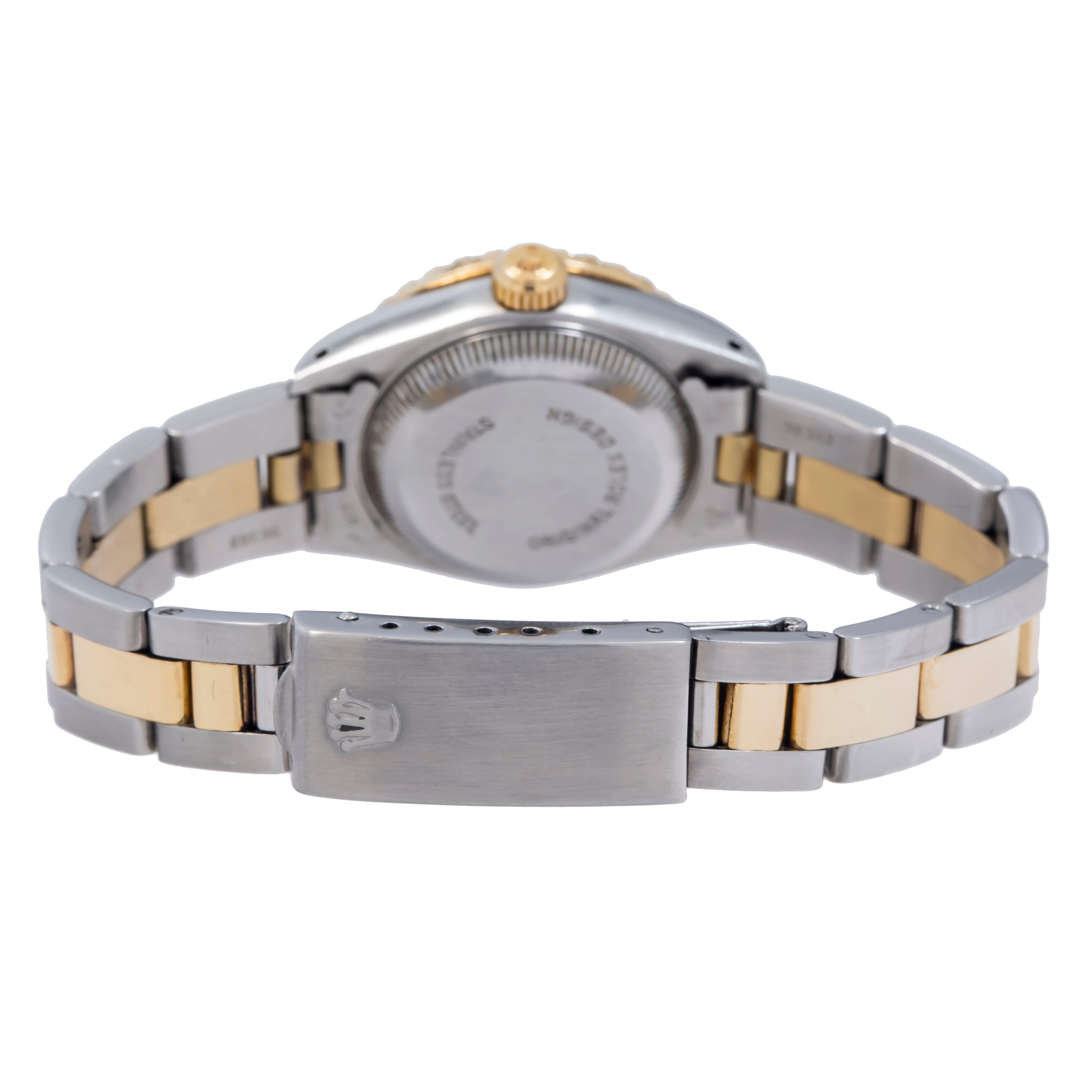 Rolex Datejust 26MM 6917 Champagne Diamond Dial Diamond Bezel Two Tone Yellow Gold Oyster Bracelet