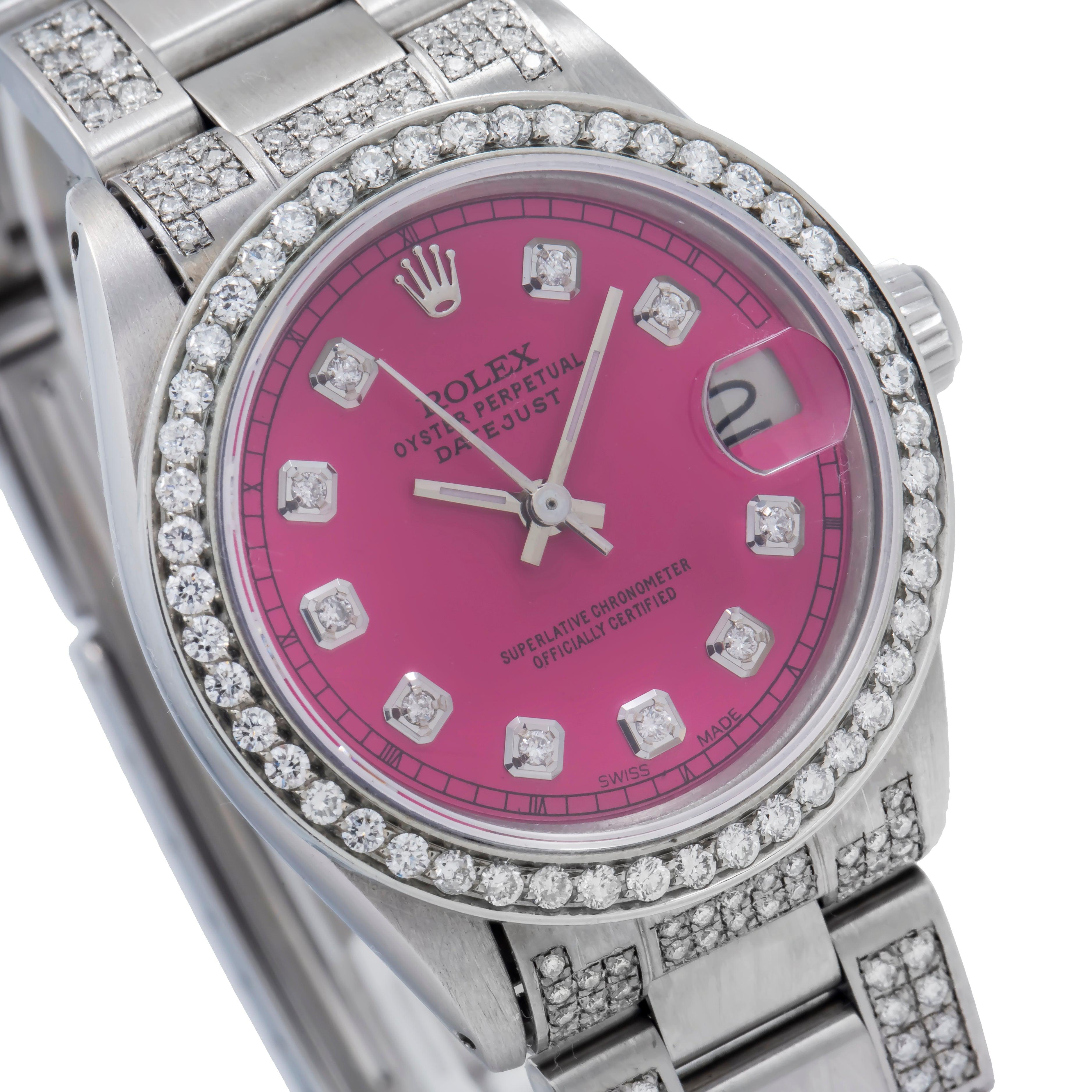 Rolex Datejust 31MM 68240 Pink Diamond Dial Diamond Bezel Stainless Steel Semi Diamond Oyster Bracelet