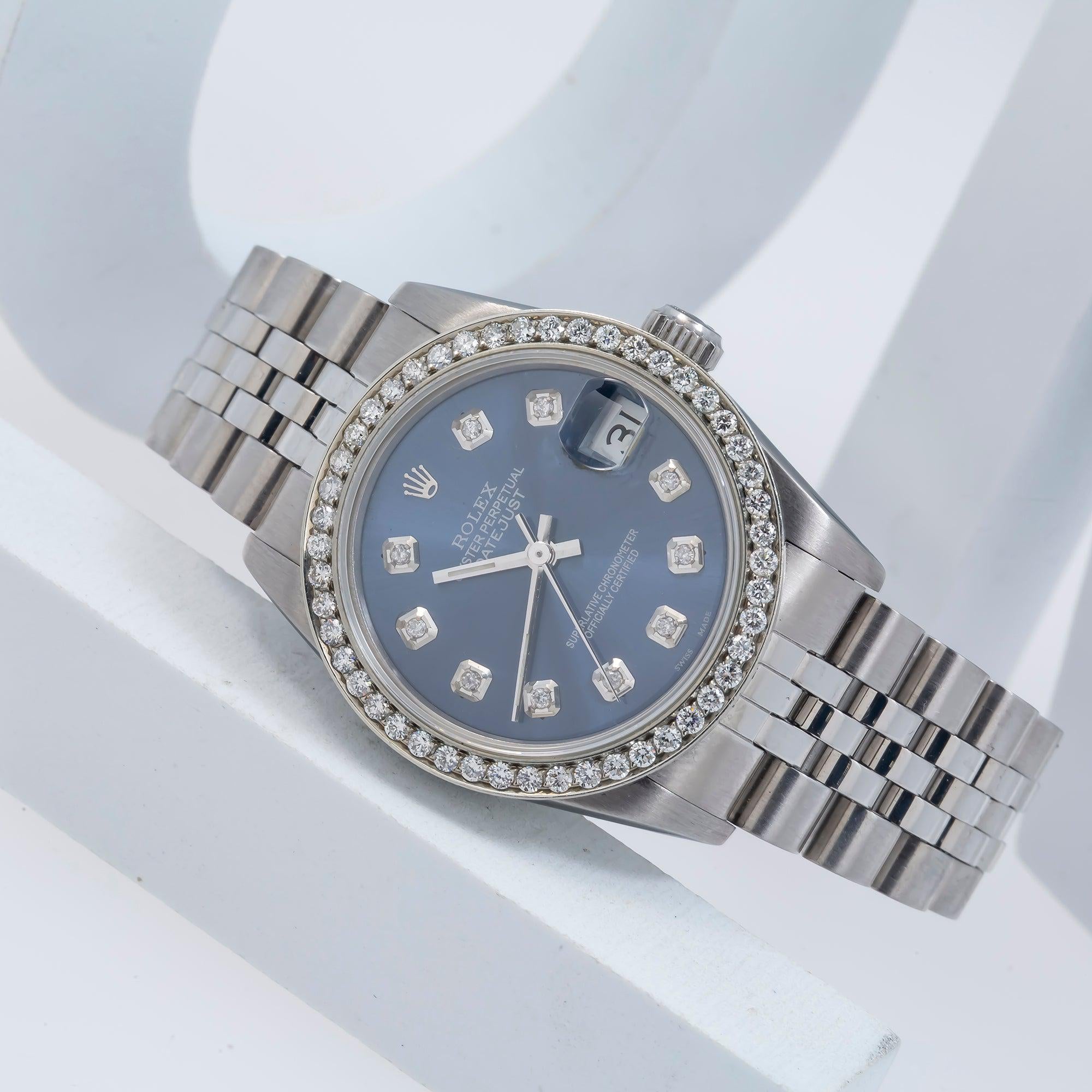 Rolex Datejust 31MM 68274 Blue Diamond Dial Diamond Bezel Stainless Steel Jubilee Bracelet