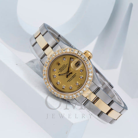 Rolex Datejust 69173 26MM Champagne Diamond Dial With Two Tone Bracelet