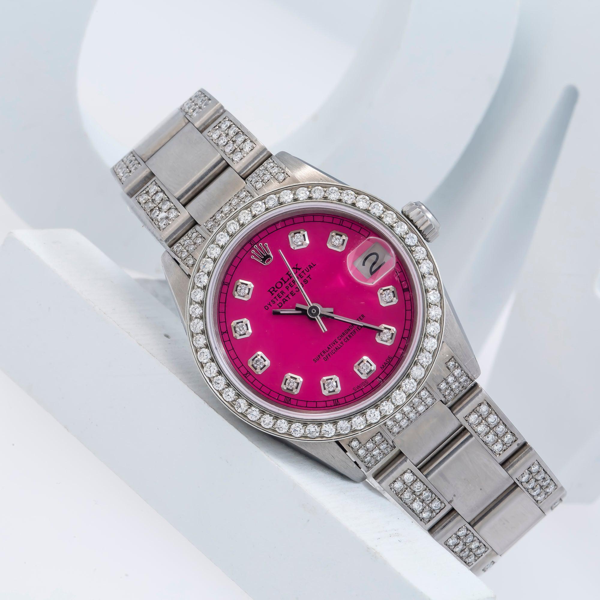 Rolex Datejust 31MM 68240 Pink Diamond Dial Diamond Bezel Stainless Steel Semi Diamond Oyster Bracelet