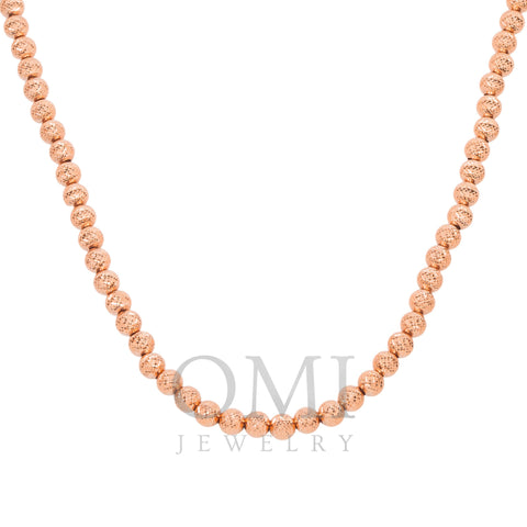 10K GOLD 6.03MM HOLLOW MOON BEAD CHAIN