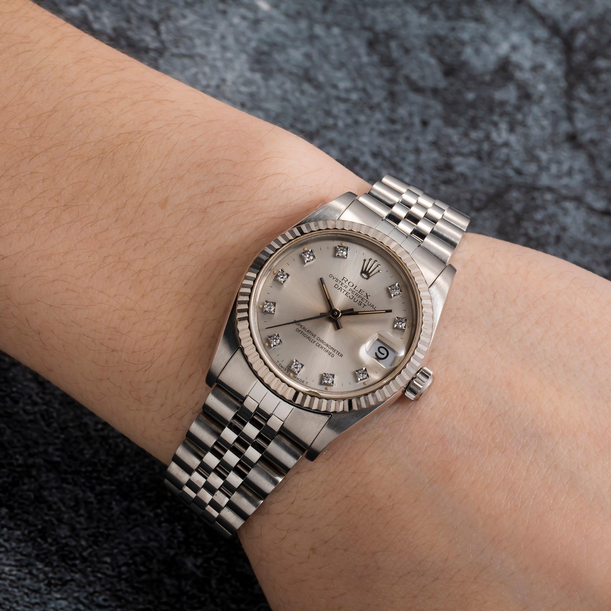 Rolex Datejust 31MM 78274 Silver Diamond Dial Fluted Bezel Stainless Steel Jubilee Bracelet