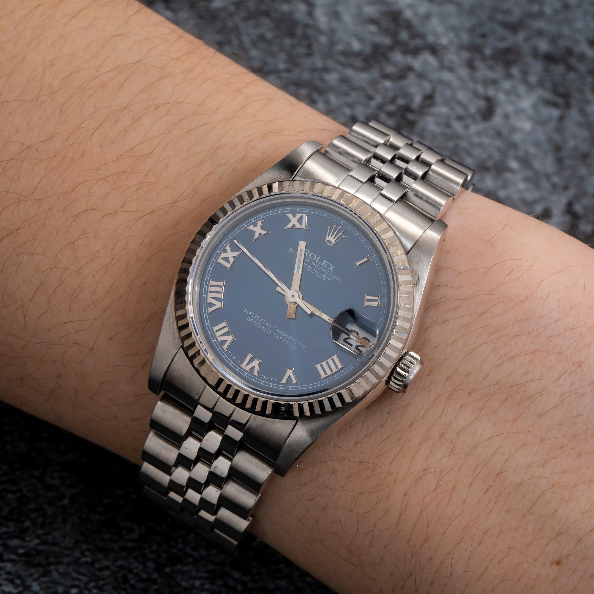 Rolex Datejust 31MM 68274 Blue Roman Dial Fluted Bezel Stainless Steel Jubilee Bracelet