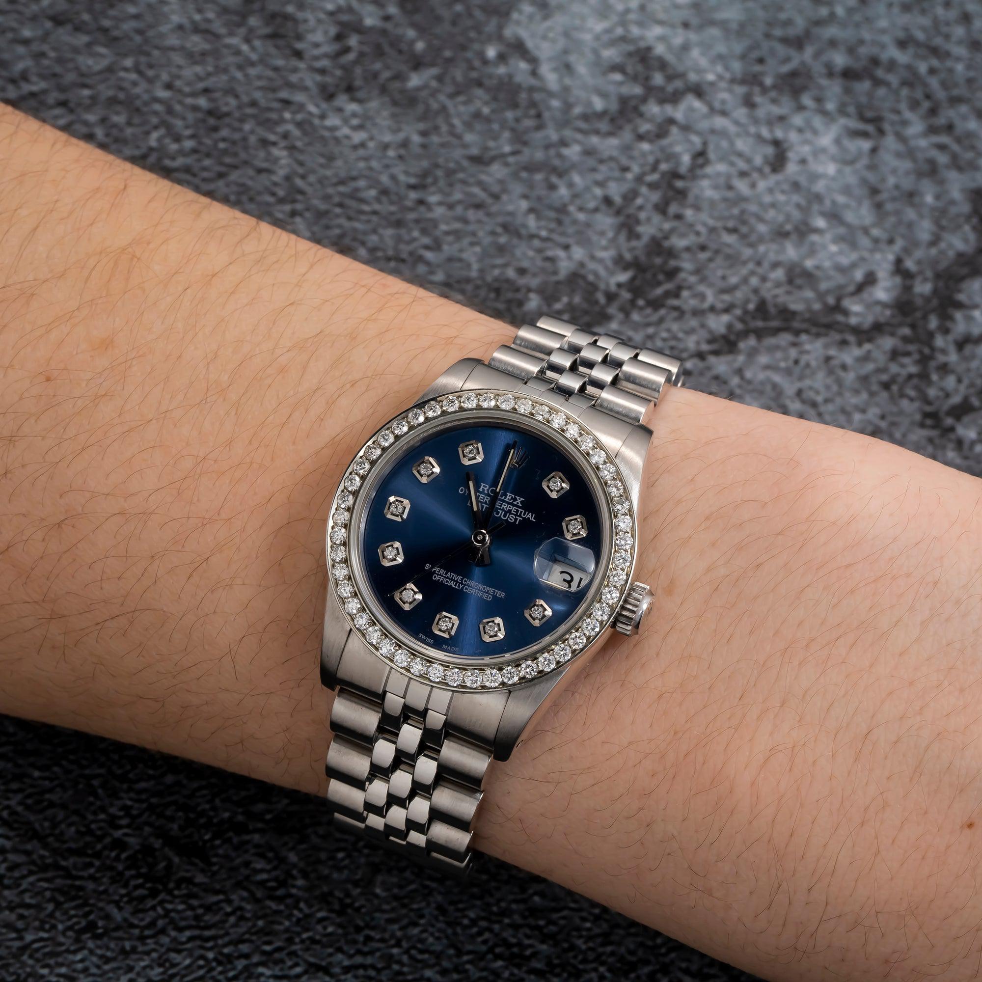 Rolex Datejust 31MM 78274 Blue Diamond Dial Diamond Bezel Stainless Steel Jubilee Bracelet