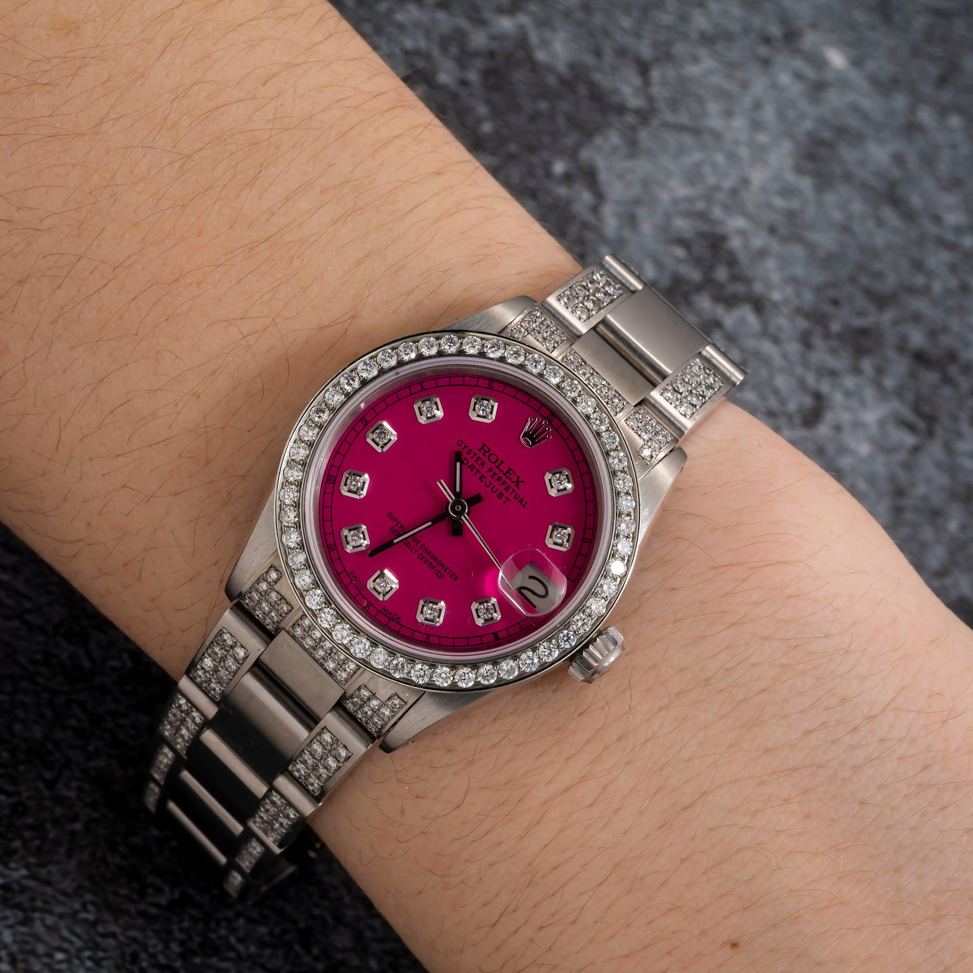 Rolex Datejust 31MM 68240 Pink Diamond Dial Diamond Bezel Stainless Steel Semi Diamond Oyster Bracelet