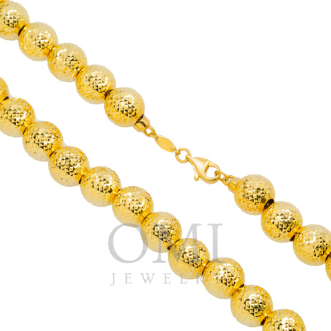 10K GOLD 9.97MM SOLID MOON BEAD CHAIN