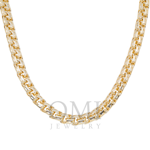 10K GOLD 9.75MM SOLID BYZANTINE CHAIN WITH DIAMOND CLASP