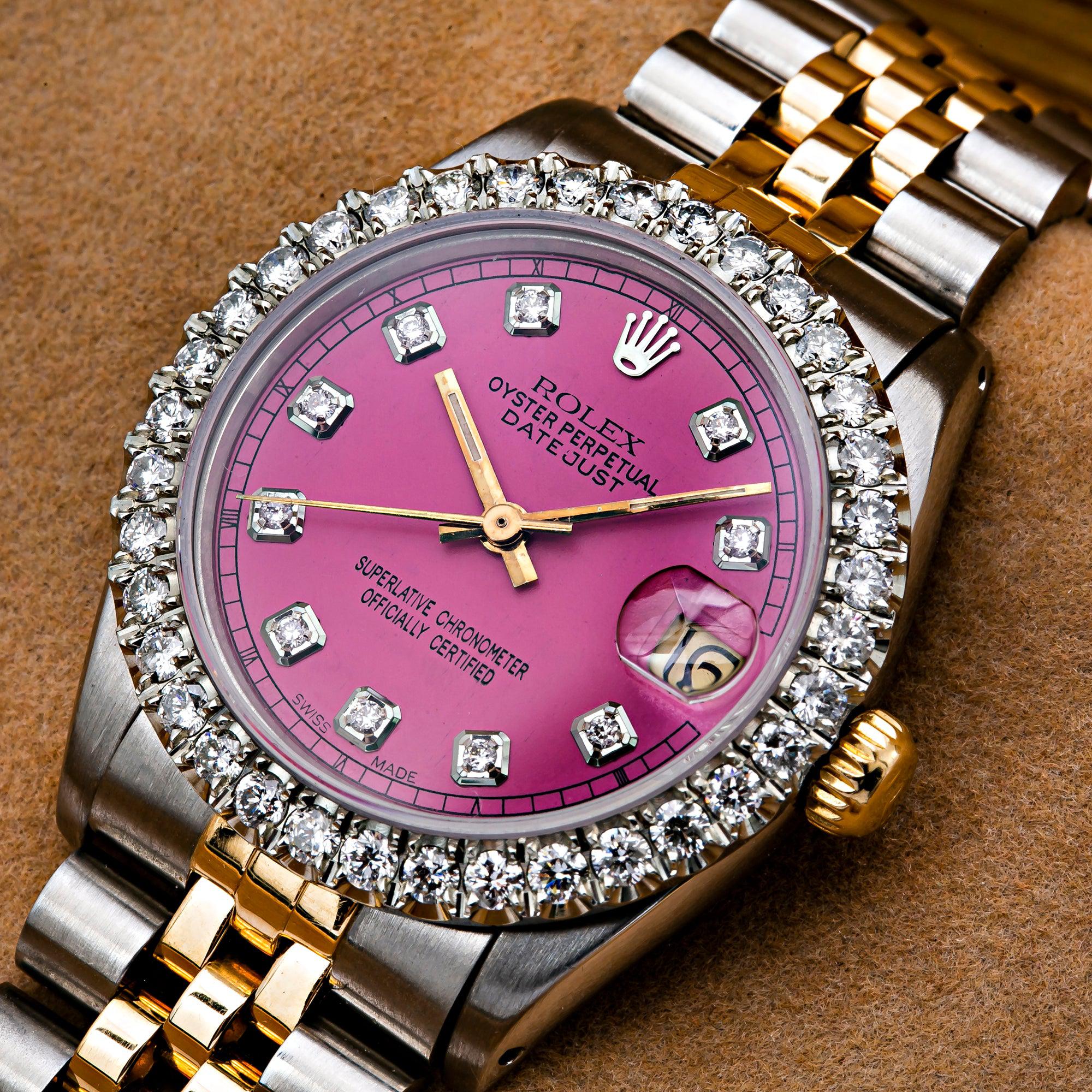 Rolex Datejust 31MM 6824 Pink Diamond Dial Diamond Bezel Two Tone Yellow Gold Jubilee Bracelet