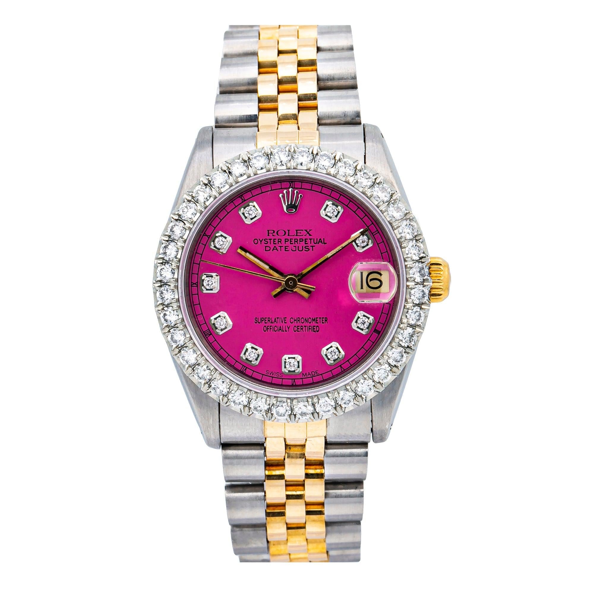 Rolex Datejust 31MM 6824 Pink Diamond Dial Diamond Bezel Two Tone Jubilee Bracelet