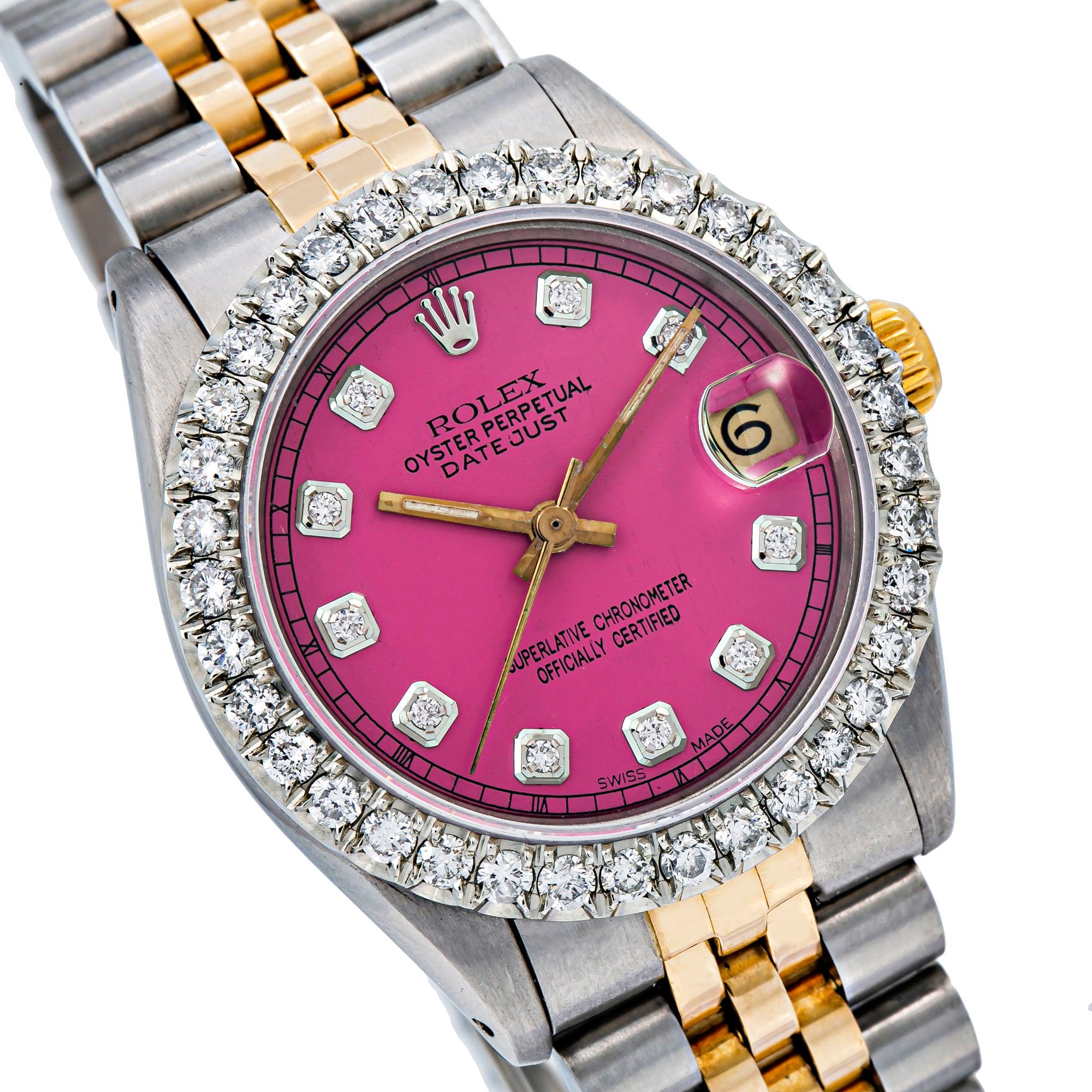 Rolex Datejust 31MM 6824 Pink Diamond Dial Diamond Bezel Two Tone Yellow Gold Jubilee Bracelet