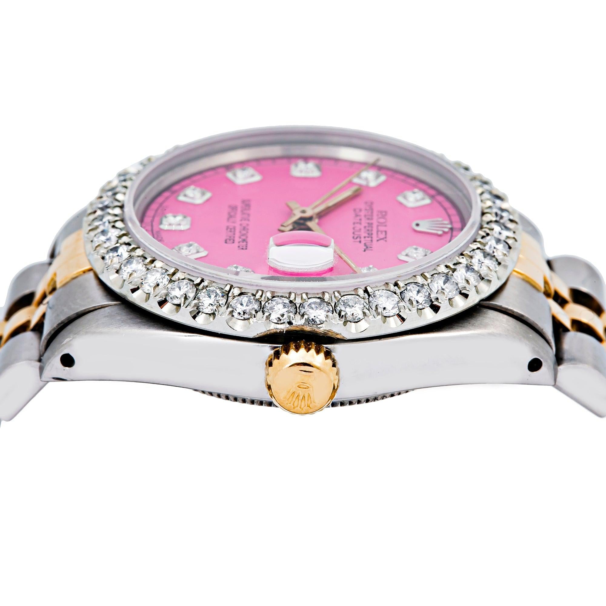 Rolex Datejust 31MM 6824 Pink Diamond Dial Diamond Bezel Two Tone Yellow Gold Jubilee Bracelet