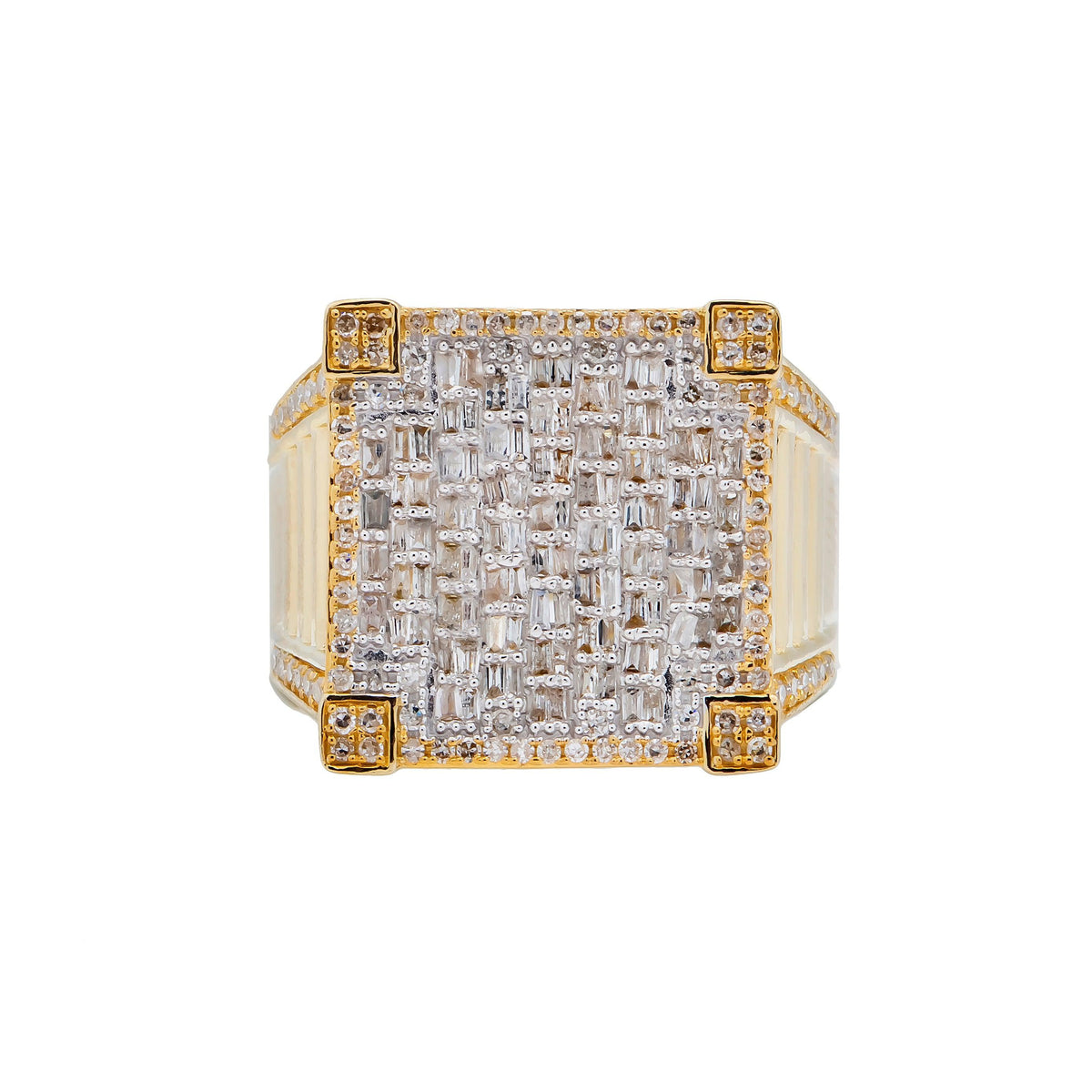 14K GOLD BAGUETTE DIAMOND SQUARE RING 1.70 CT