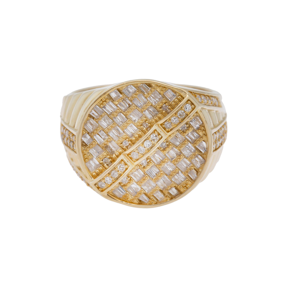 14K GOLD BAGUETTE DIAMOND CIRCLE RING 0.76 CT