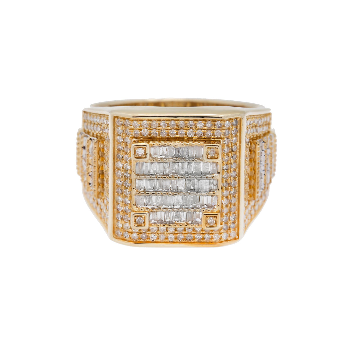 14K GOLD BAGUETTE DIAMOND SQUARE RING 1.15 CT