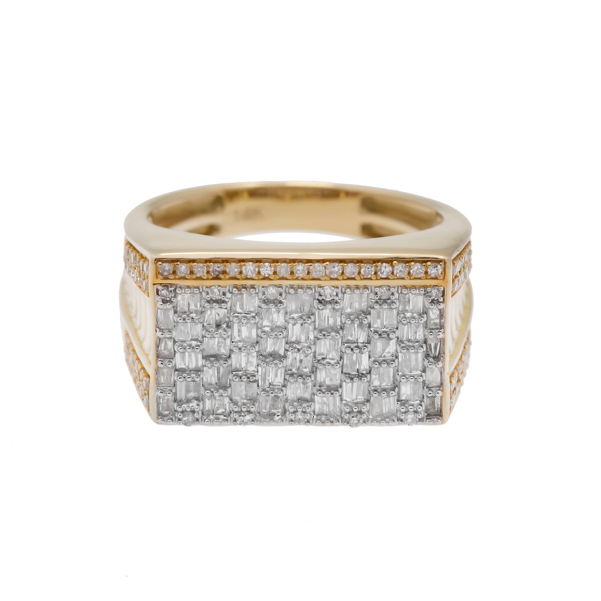 14K GOLD BAGUETTE DIAMOND RECTANGULAR RING 0.83 CT