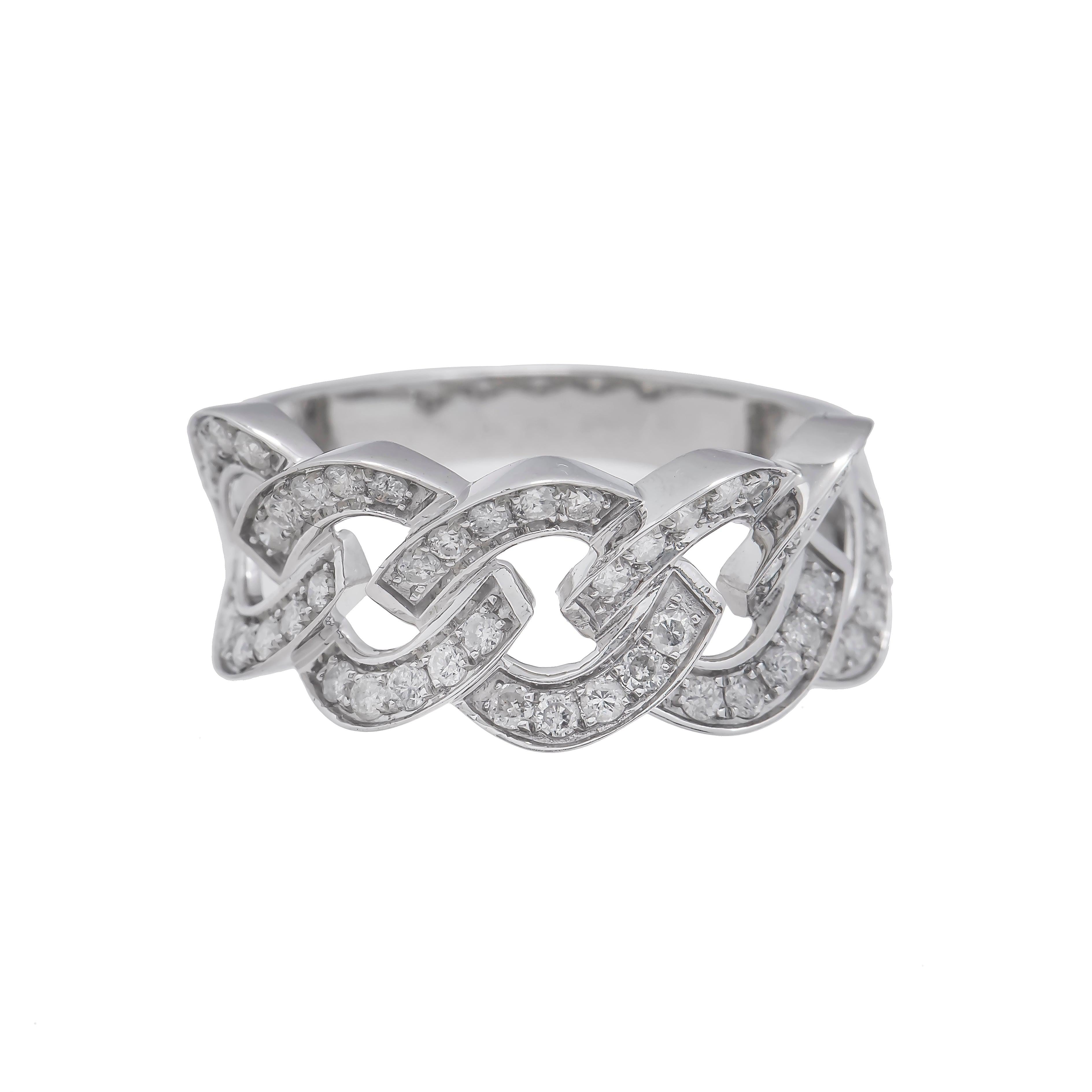 14K GOLD ROUND DIAMOND OPEN LINK RING 0.85 CT