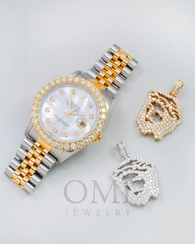 Diamond 36MM Rolex & 14K Gold Jesus Head Pendant Bundle