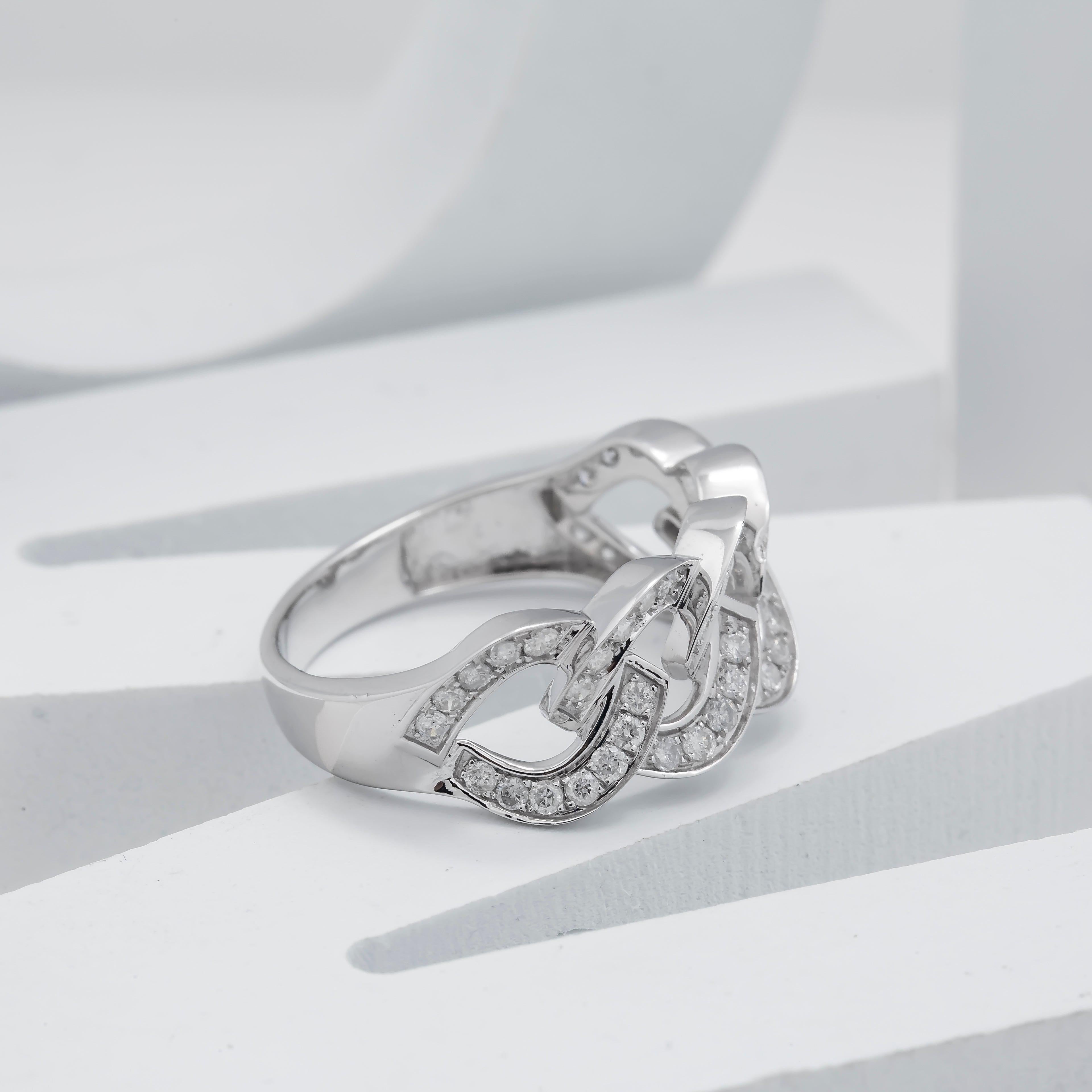 14K GOLD ROUND DIAMOND OPEN LINK RING 0.85 CT