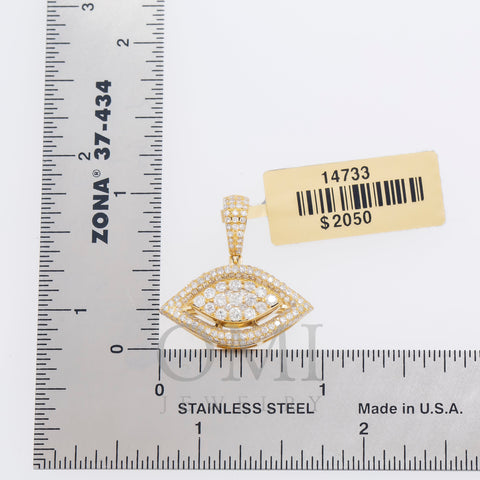 14K GOLD ROUND DIAMOND EYE PENDANT 1.26 CT