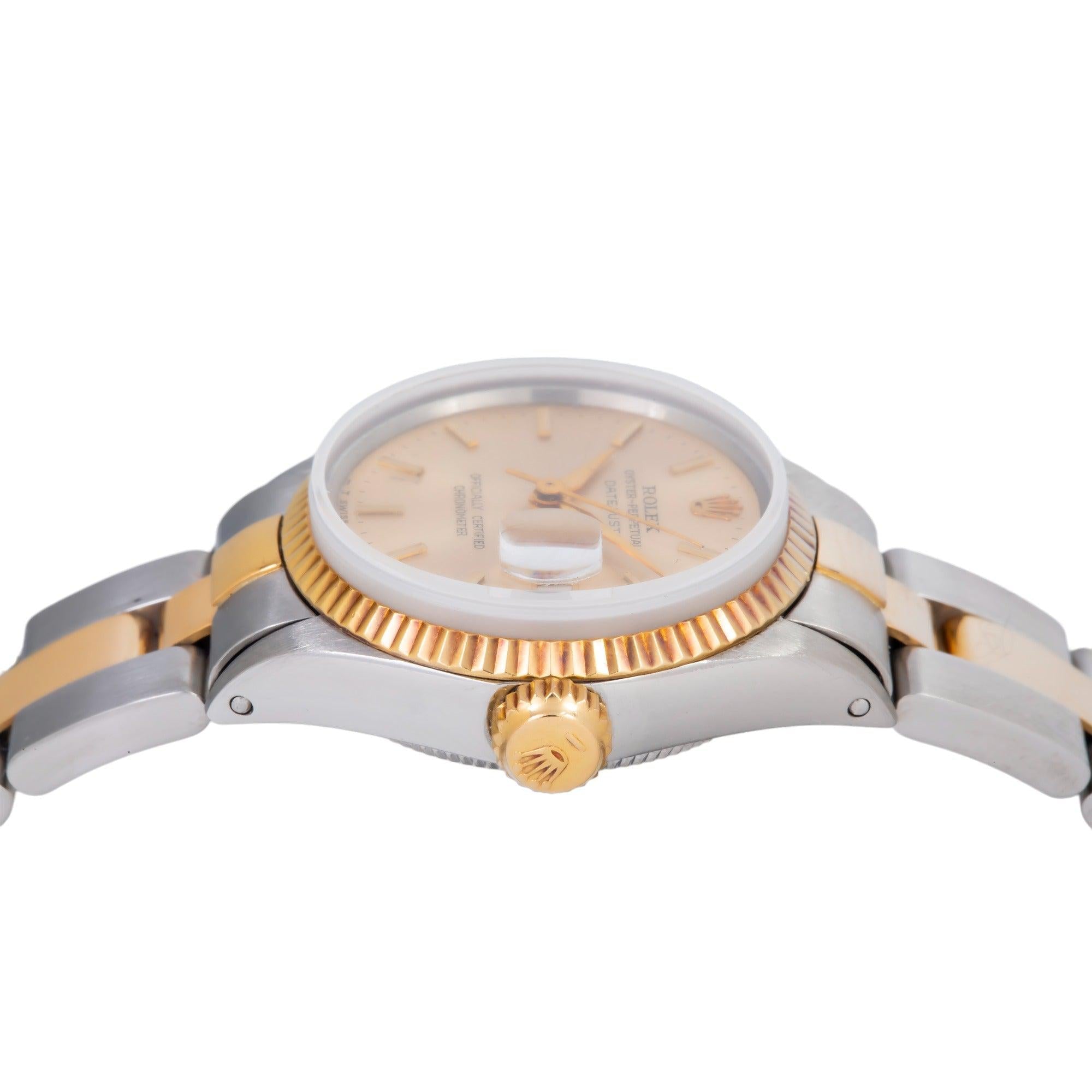 Rolex Datejust 26MM 69173 Champagne Dial Fluted Bezel Two Tone Yellow Gold Oyster Bracelet