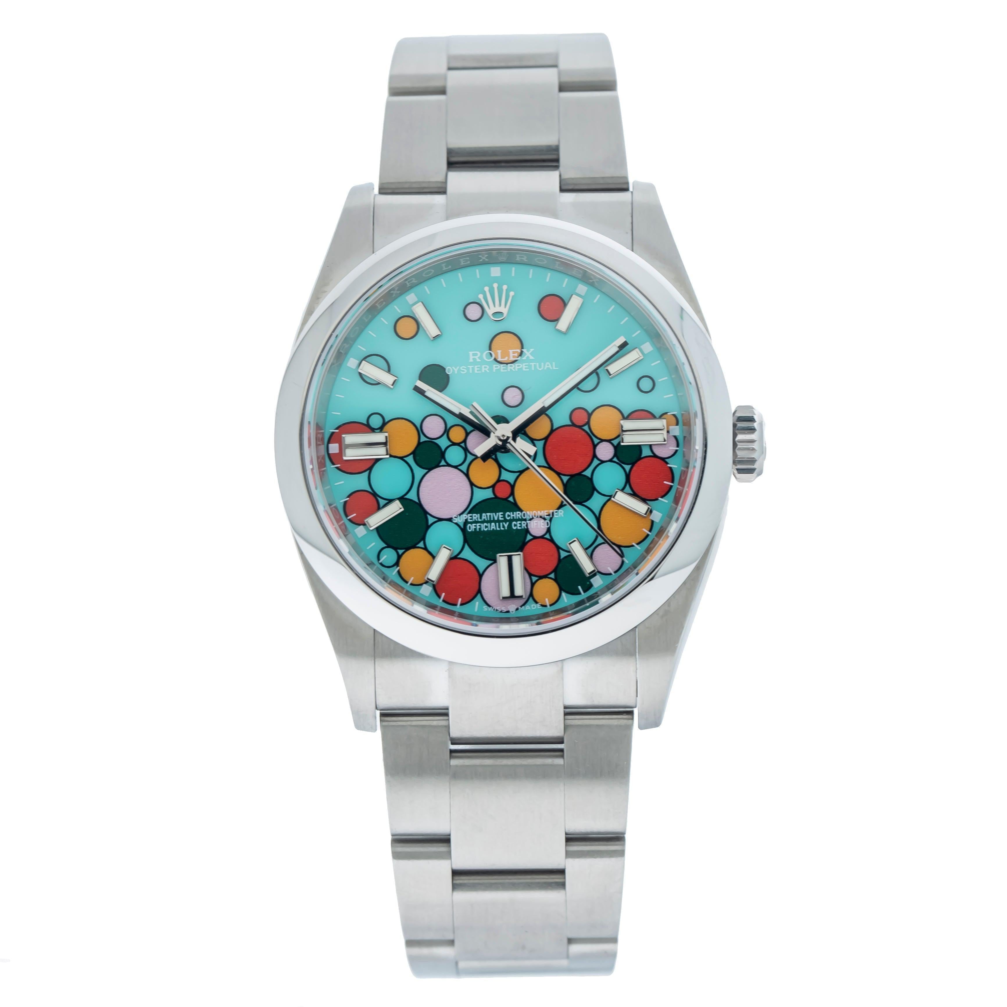 Rolex Oyster Perpetual 36MM 126000 Turquoise Celebration Dial Smooth Bezel Stainless Steel Oyster Bracelet