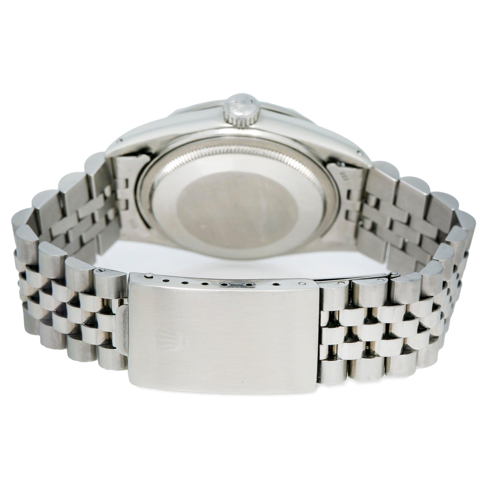 Rolex Datejust 36MM 16014 Silver Tapestry Dial Smooth Bezel Stainless Steel Jubilee Bracelet
