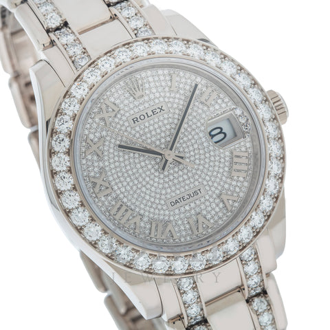 Rolex Datejust Pearlmaster 86289 39MM Diamond Dial With 18K White Gold Bracelet