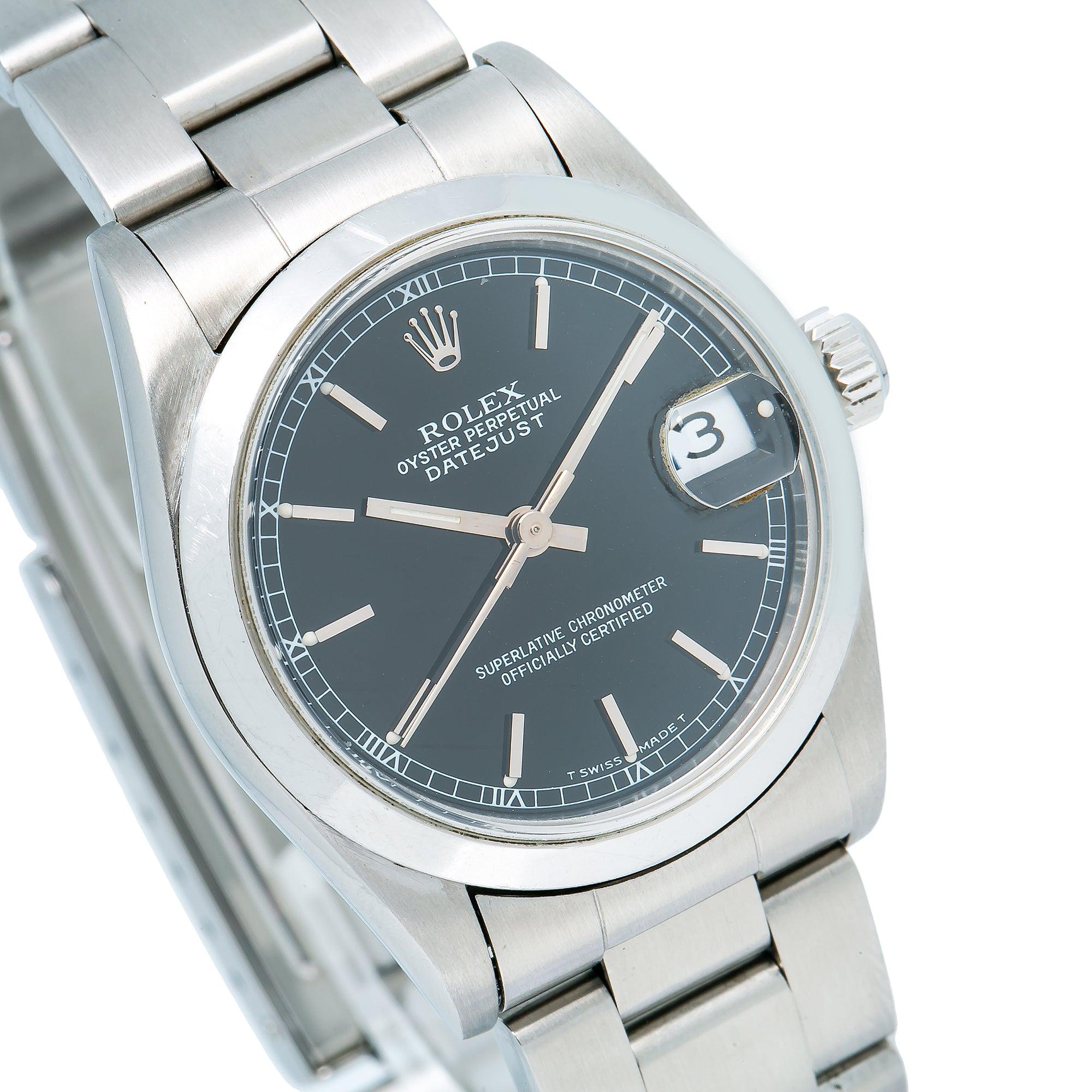 Rolex Datejust 31MM 78240 Black Dial Smooth Bezel Stainless Steel Oyster Bracelet